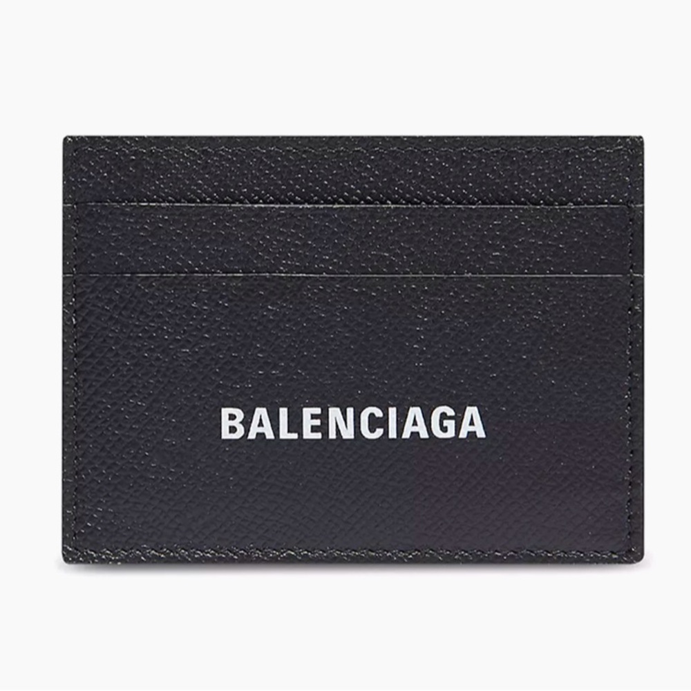 New Balenciaga Cash Card Holder With Split in black and white grained calfskin